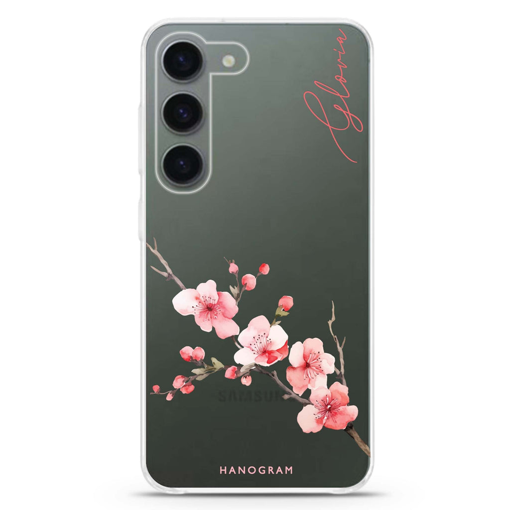 Cherry Bliss personalized ultra-clear case for Samsung Galaxy S23/S22, front view