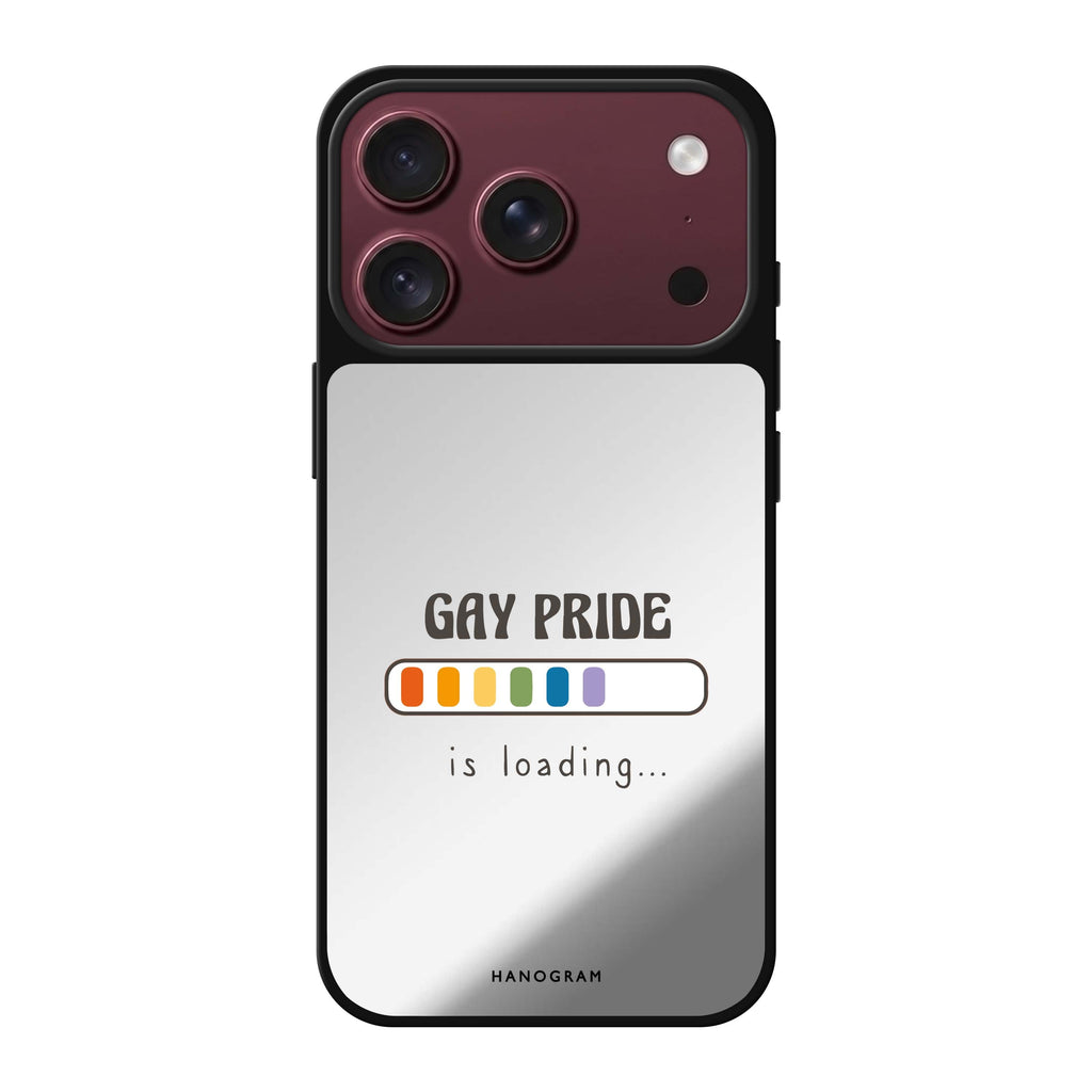 Gay Pride is loading multicolor typography iPhone 18 Pro Max mirror case