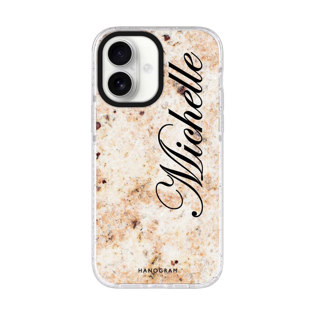 Real Marble personalized name iPhone 17 ultra clear MagSafe case, front product view