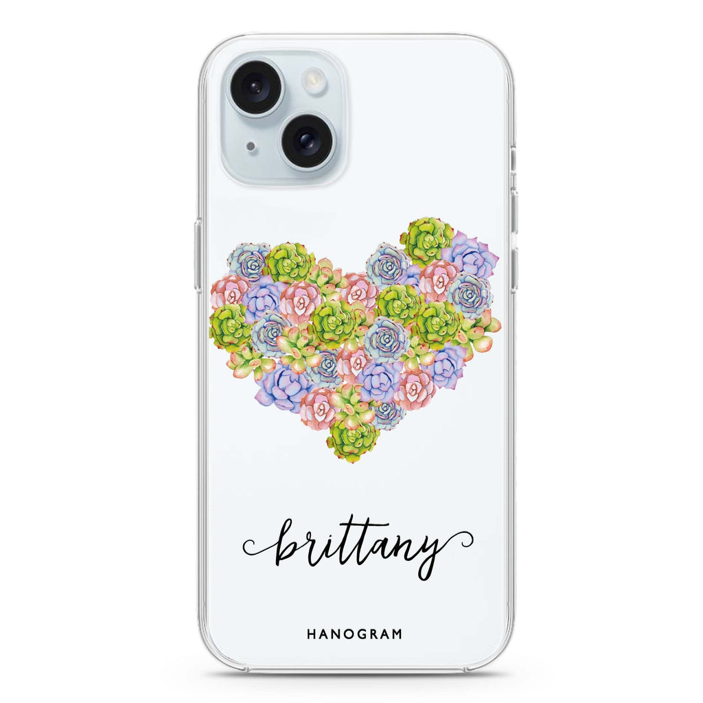 Floral Heart iPhone 15 plus Ultra Clear Case