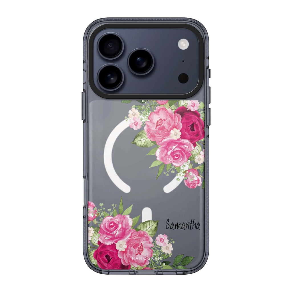 Watercolor Rose personalized name pink flower floral watercolor iPhone 17 Pro Max ultra clear case