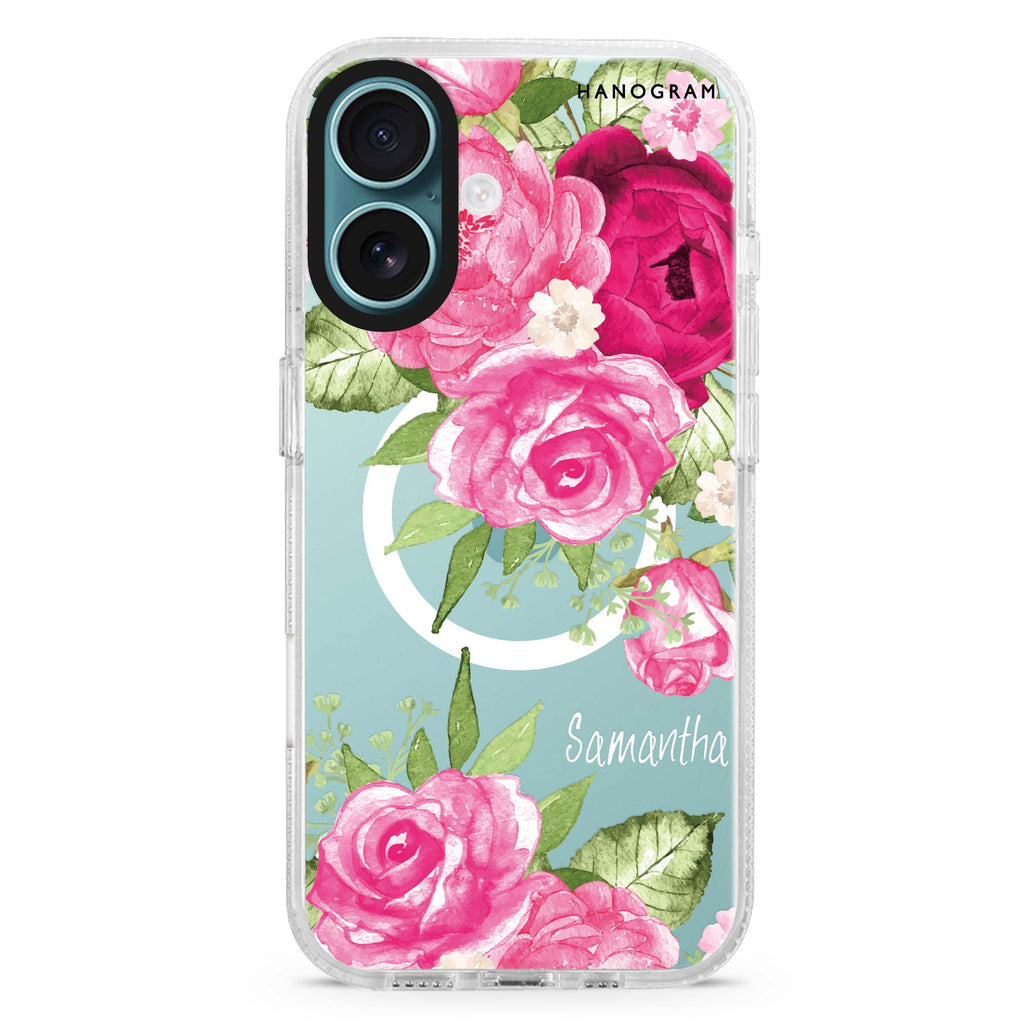 Watercolor Rose MagSafe Compatible iPhone 16 Ultra Clear Case - Personalized and Stylish Protection
