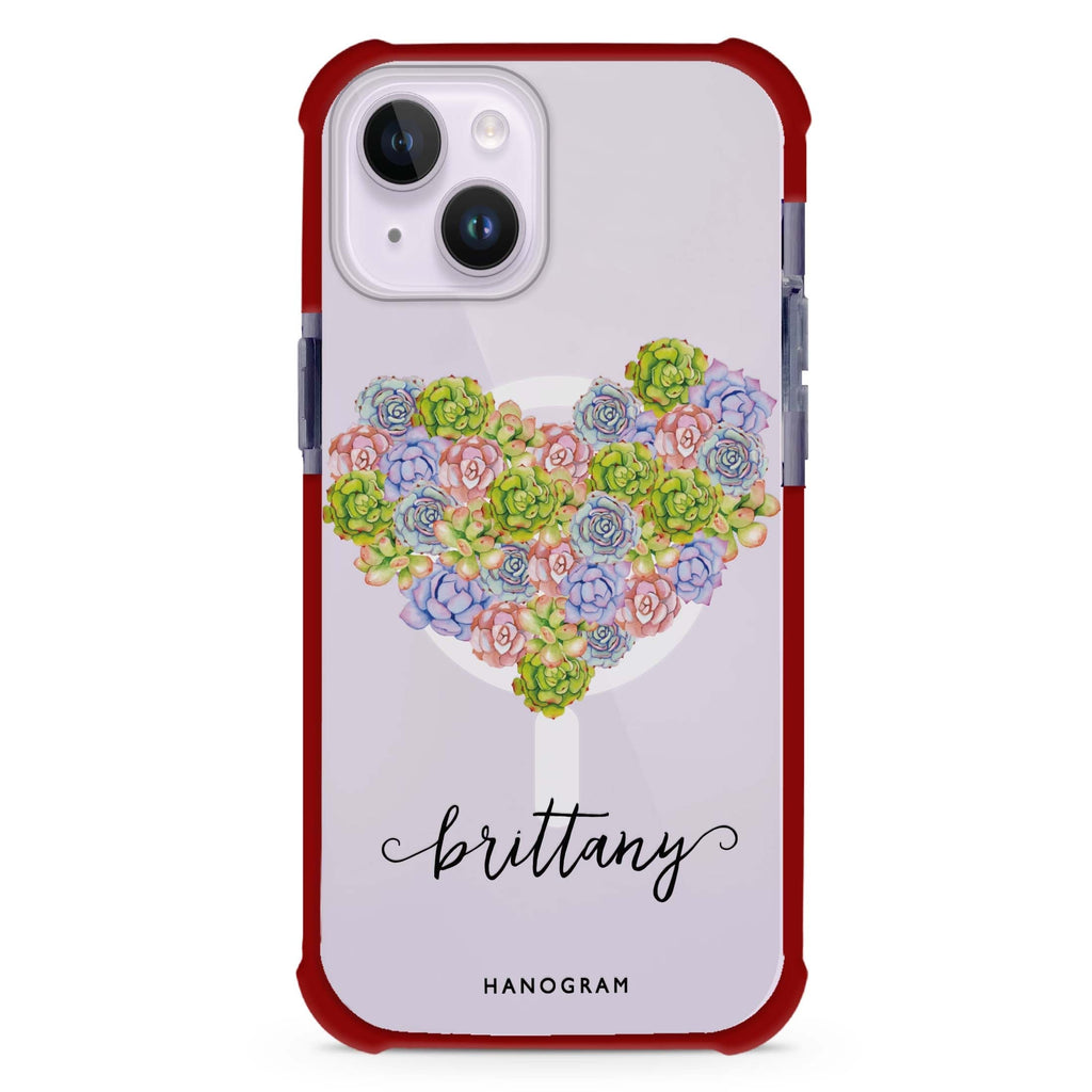Floral Heart iPhone 15 Plus MagSafe Compatible Ultra Shockproof Case