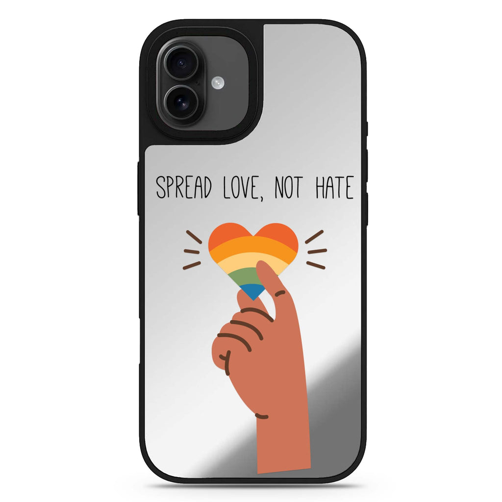 Spread Love heart design iPhone 17 mirror case