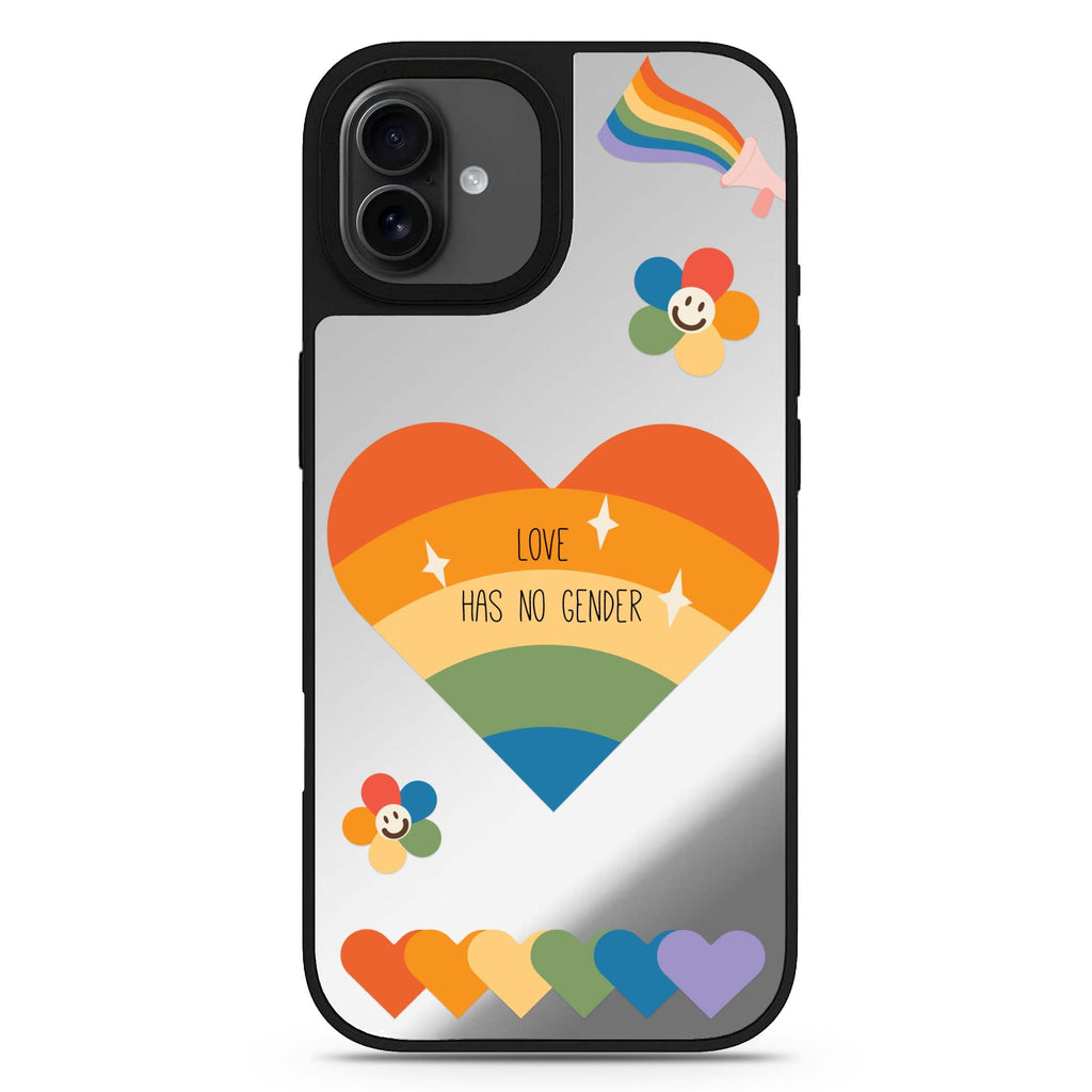 Love Has no gender heart design iPhone 17 mirror case