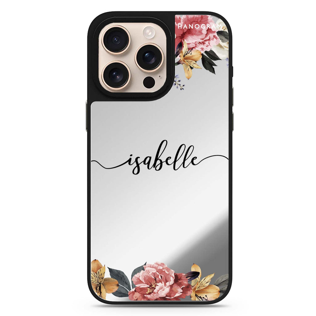 Art of Classic Floral personalized name floral design iPhone 16/15/14 Pro Max & Pro mirror case
