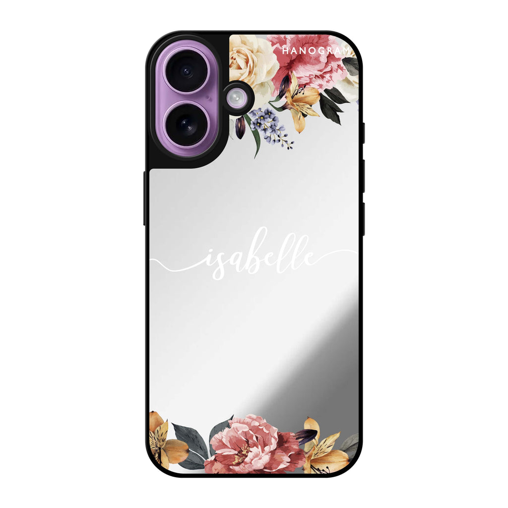 Reflective iPhone 16 Mirror Case –Art of Classic Floral Design