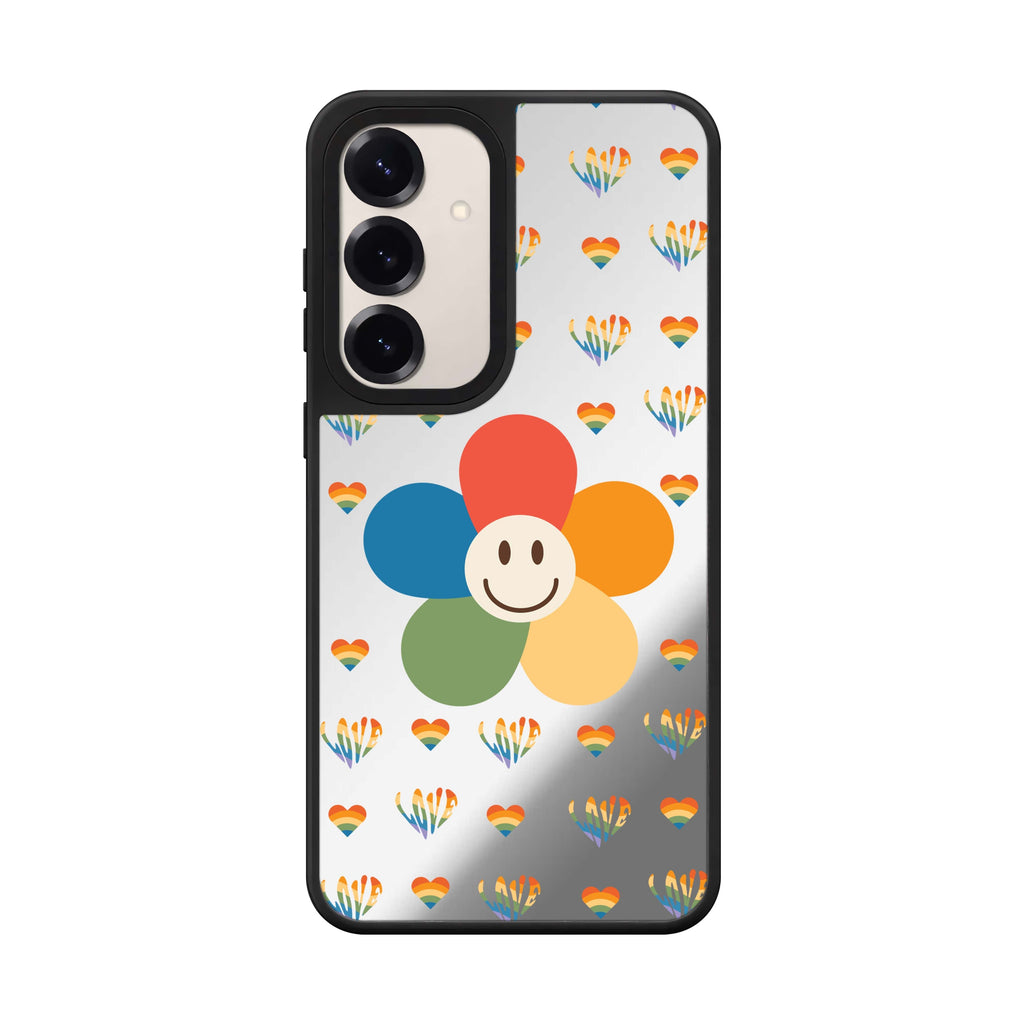 Rainbow Floral Style 1 Samsung Galaxy mirror case front view