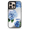 Blue Rose personalized name floral design iPhone 16/15/14 Pro Max & Pro mirror case