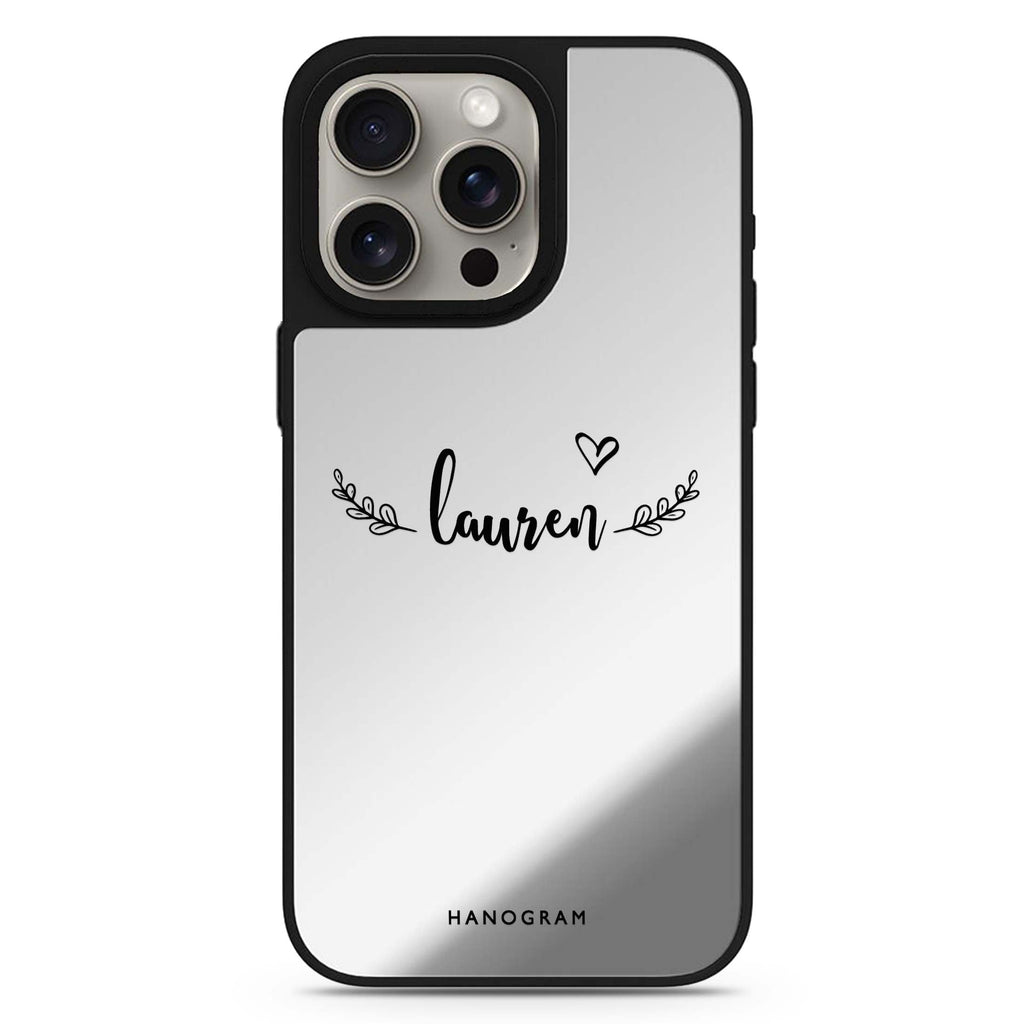 Sleek personalized name MagSafe mirror case for iPhone 16/15/14 Pro Max and Pro, main view