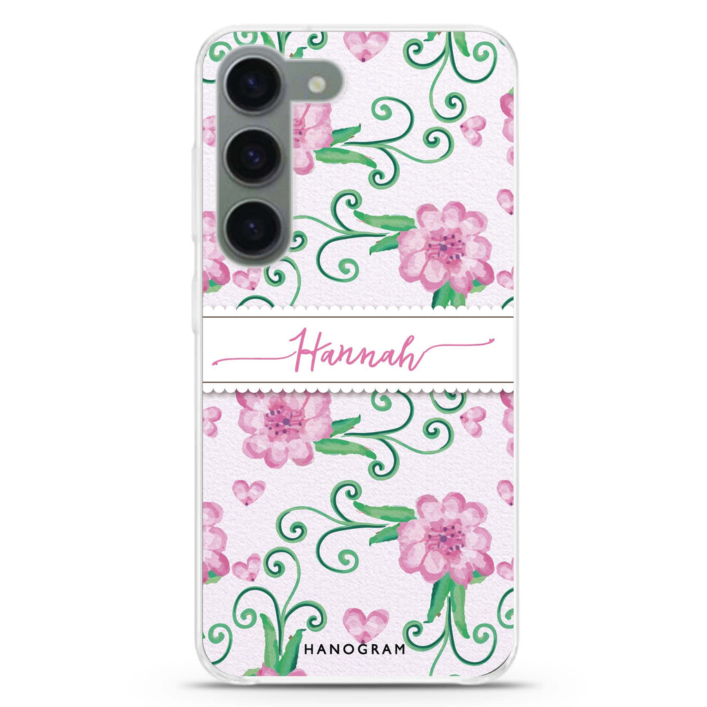 The Dancing Flower personalized ultra-clear case for Samsung Galaxy S23/S22, front view