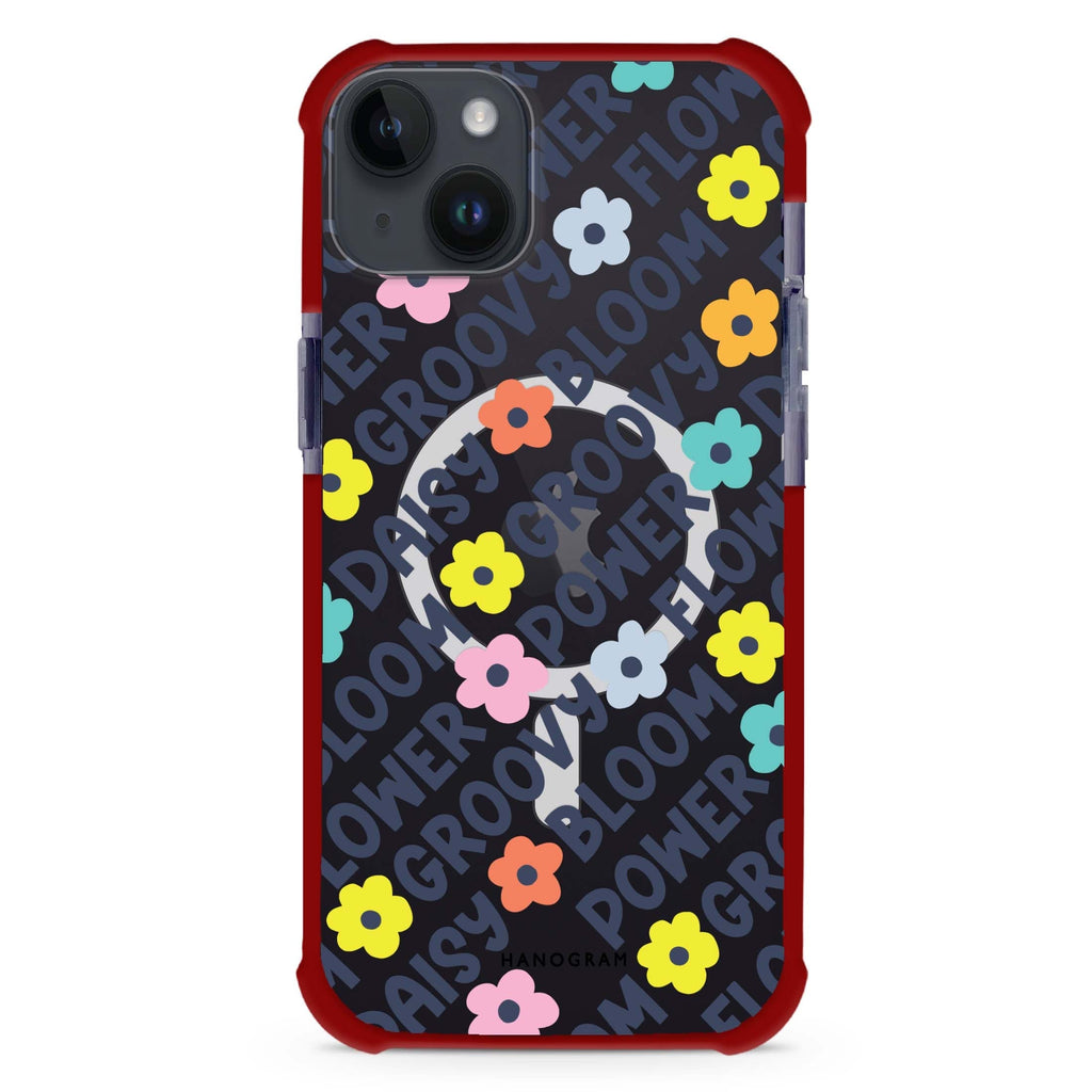 Groovy Flower iPhone 15 Plus MagSafe Compatible Ultra Shockproof Case