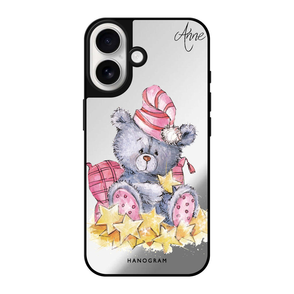 Reflective iPhone 16 Mirror Case –Star Bear Design
