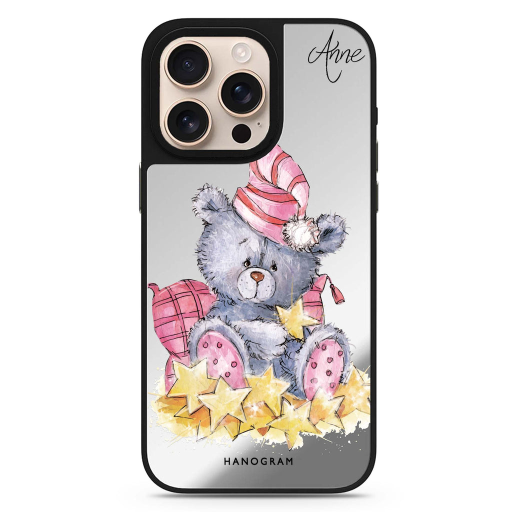 Star Bear personalized name animal design iPhone 16/15/14 Pro Max & Pro mirror case
