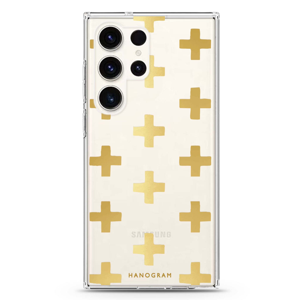 Gold Grid Samsung Galaxy S26/S25/S24/S23/S22 Ultra ultra clear case, transparent design, main view