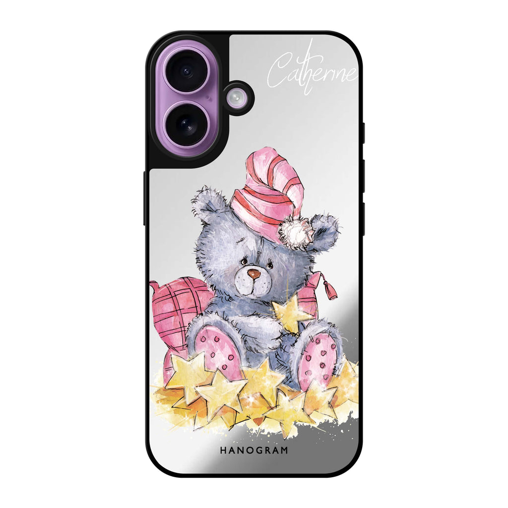 Reflective iPhone 16 Mirror Case –Star Bear Design