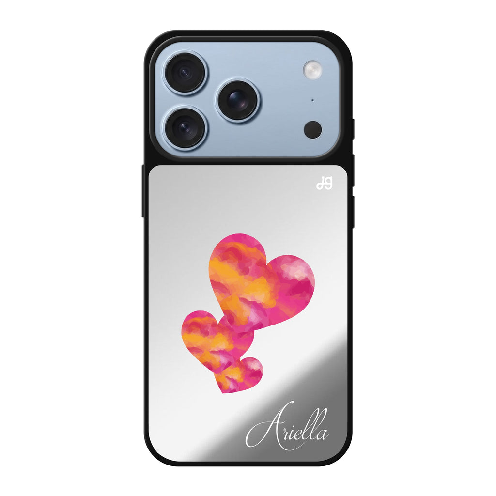 Red Hearts #1 personalized name red valentines heart romantic iPhone 18 Pro Max mirror case