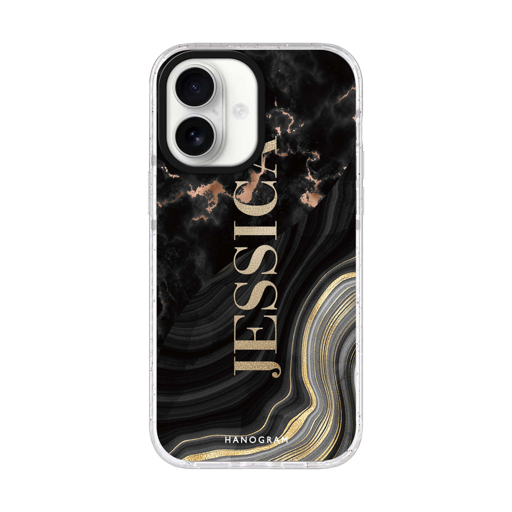 Sumptuous Marble personalized name iPhone 17 ultra clear MagSafe case, front product view