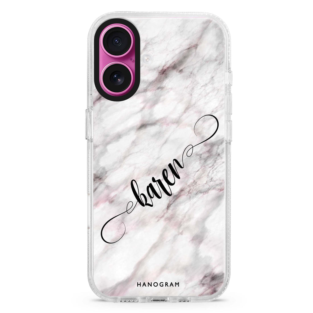 Cursive Name & Marble MagSafe Compatible iPhone 16 Ultra Clear Case - Personalized and Stylish Protection