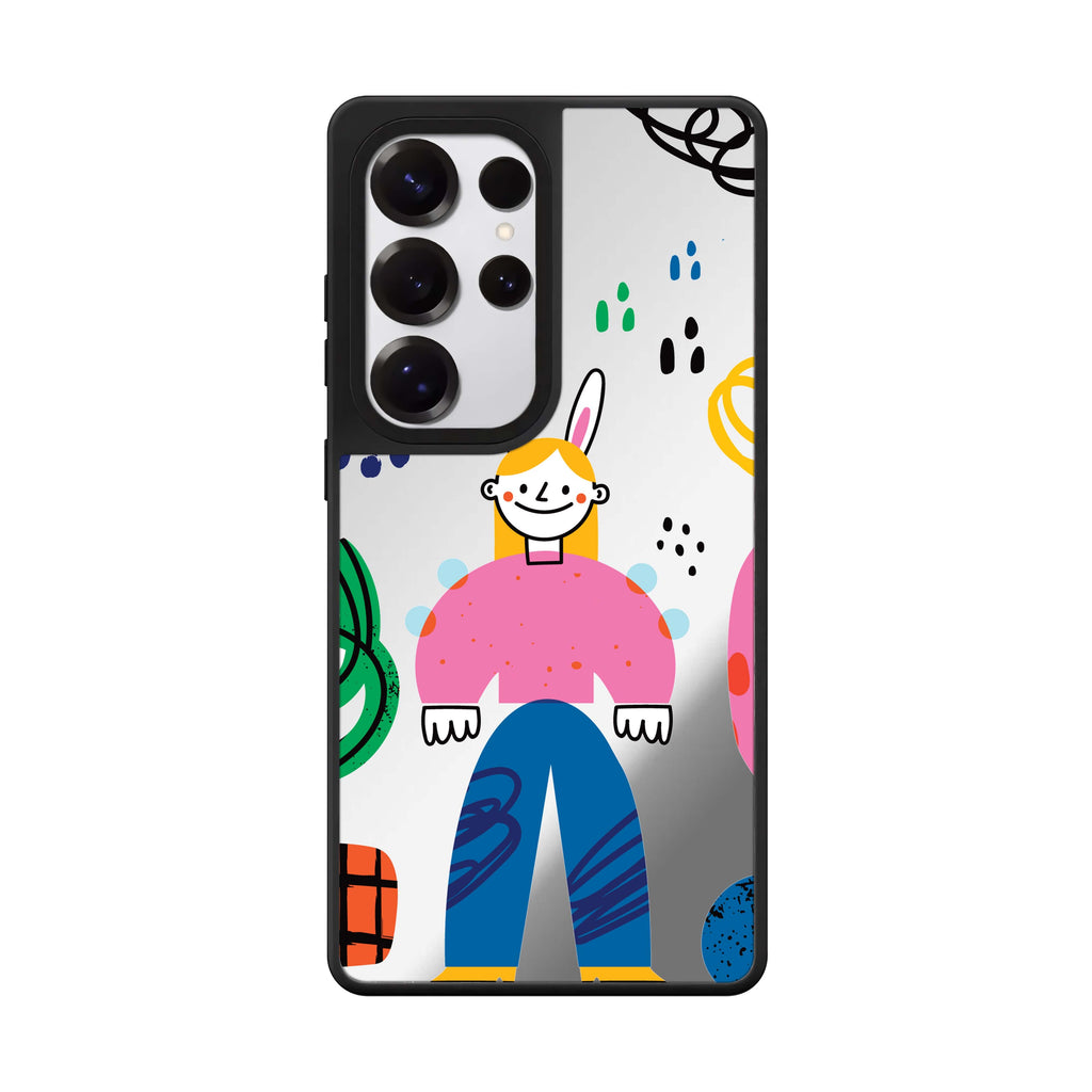 Abstract People Samsung Galaxy S25 S24 S23 Ultra mirror case, front view