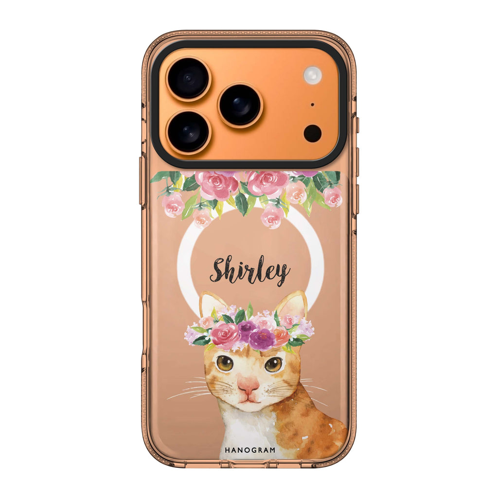 Floral and Cat personalized name cat flower animal floral iPhone 17 Pro Max ultra clear case