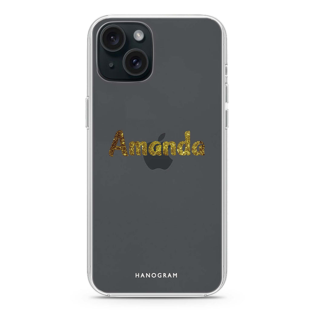 Glittering Gold iPhone 15 plus Ultra Clear Case