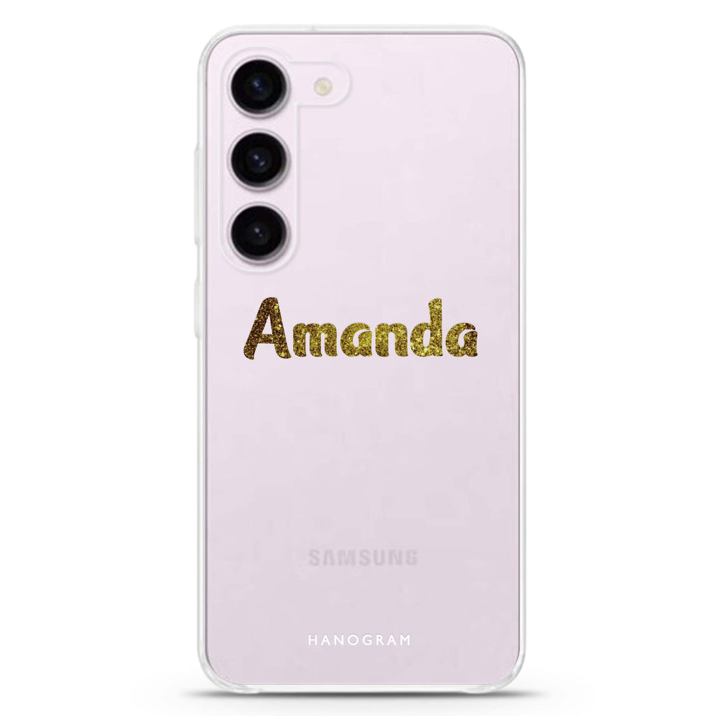 Glittering Gold personalized ultra-clear case for Samsung Galaxy S23/S22, front view