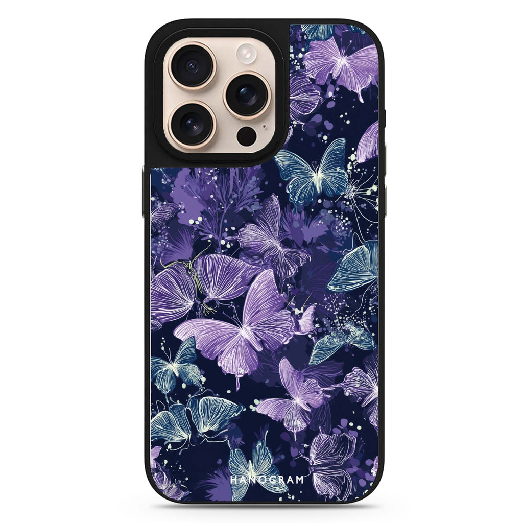 Midnight Butterflies celestial design iPhone 16/15/14 Pro Max & Pro mirror case