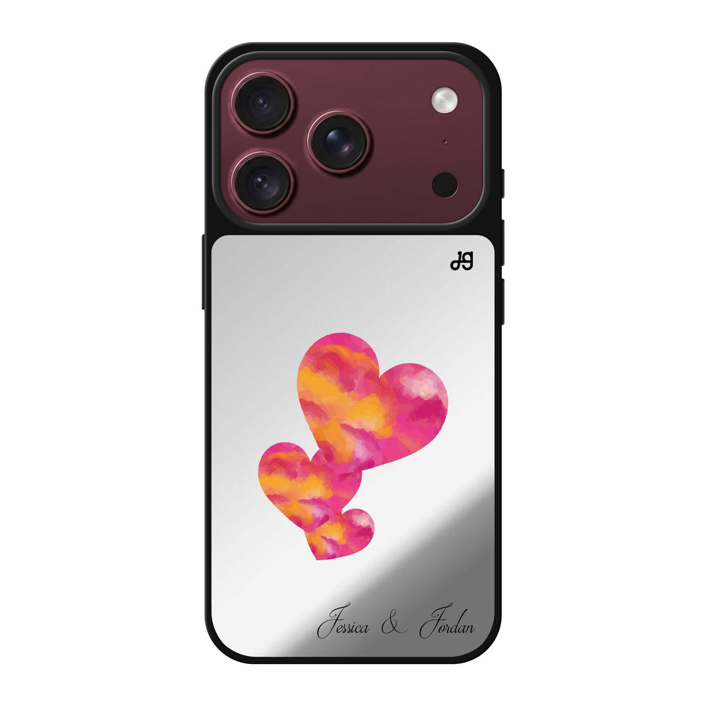 Red Hearts #2 personalized name red valentines heart romantic iPhone 18 Pro Max mirror case