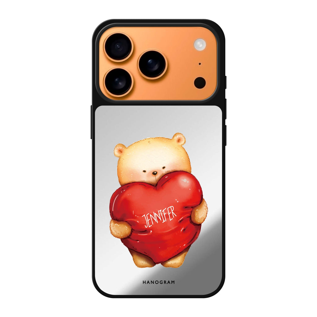 Bear Hug personalized name bear animal iPhone 17 Pro Max mirror case