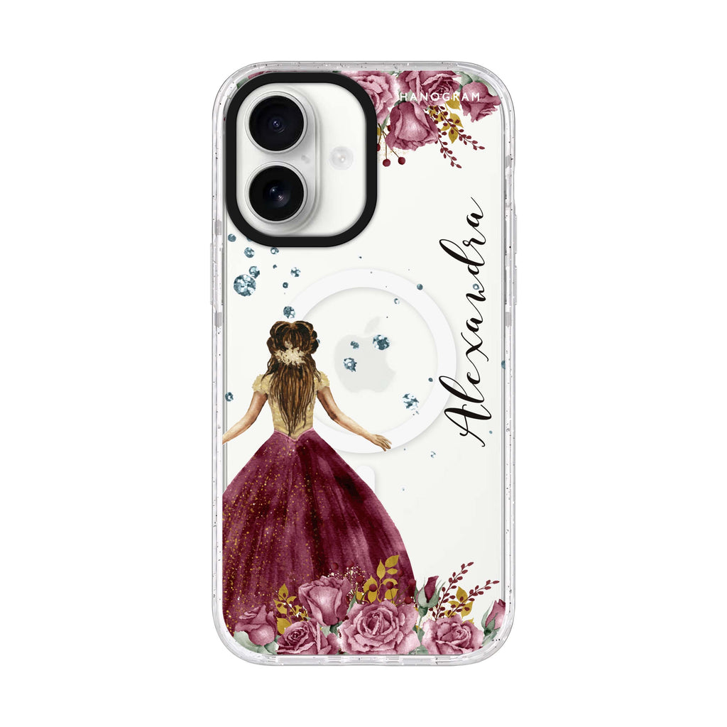 Princess In Garden personalized name iPhone 17 ultra clear MagSafe case, front product view