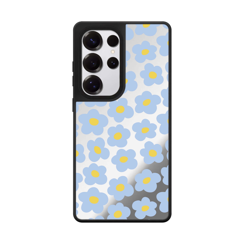Flowers Pattern Samsung Galaxy S25 S24 S23 Ultra mirror case, front view