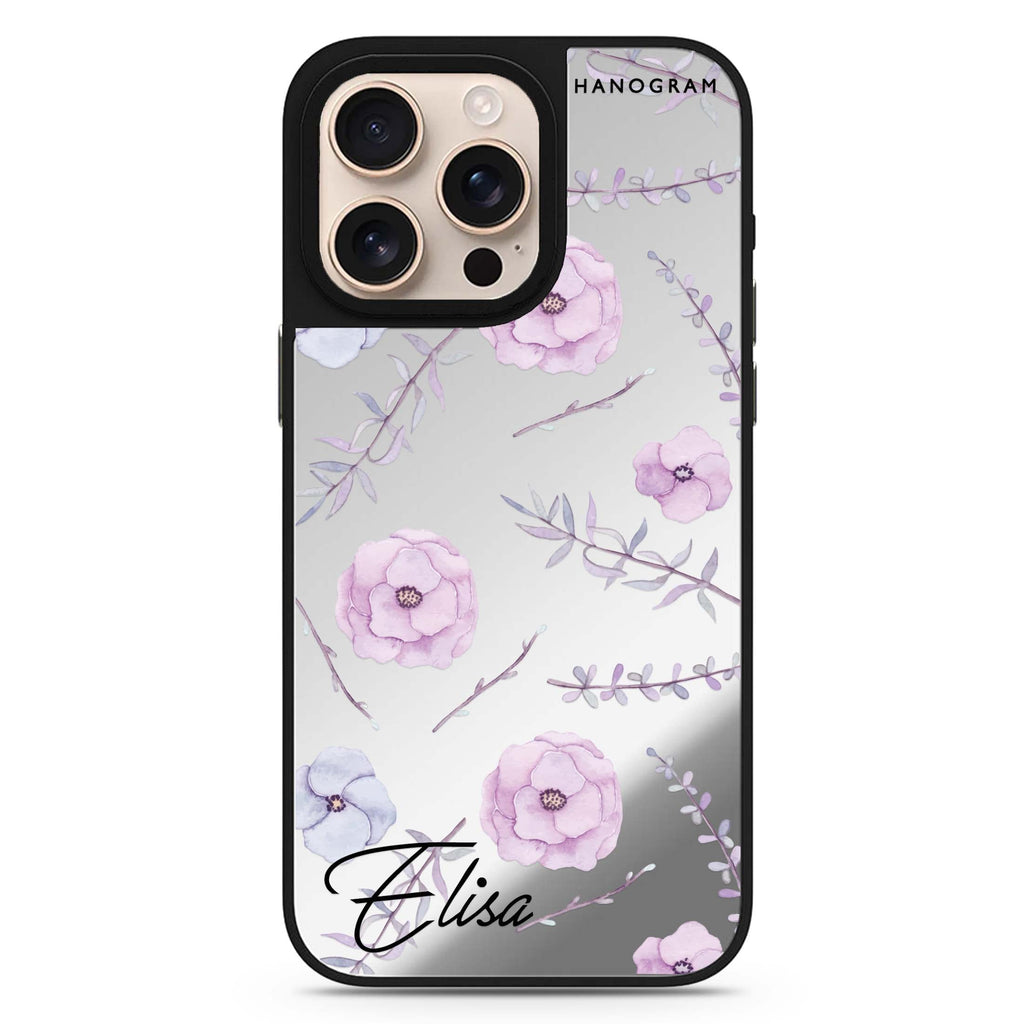 Vibrant Floral personalized name floral design iPhone 16/15/14 Pro Max & Pro mirror case