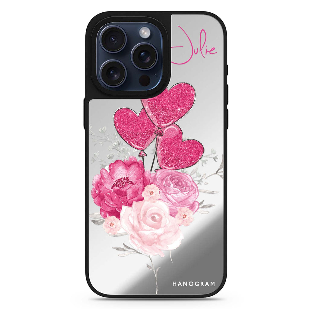 Sweet Heart with Rose personalized name MagSafe mirror case for iPhone 16/15/14 Pro Max and Pro, main view