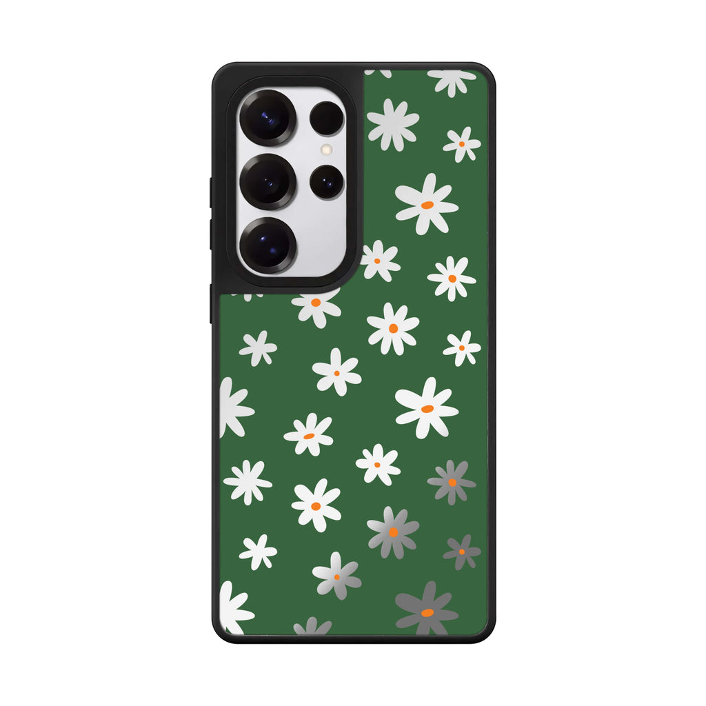Flowers Pattern Samsung Galaxy S25 S24 S23 Ultra mirror case, front view