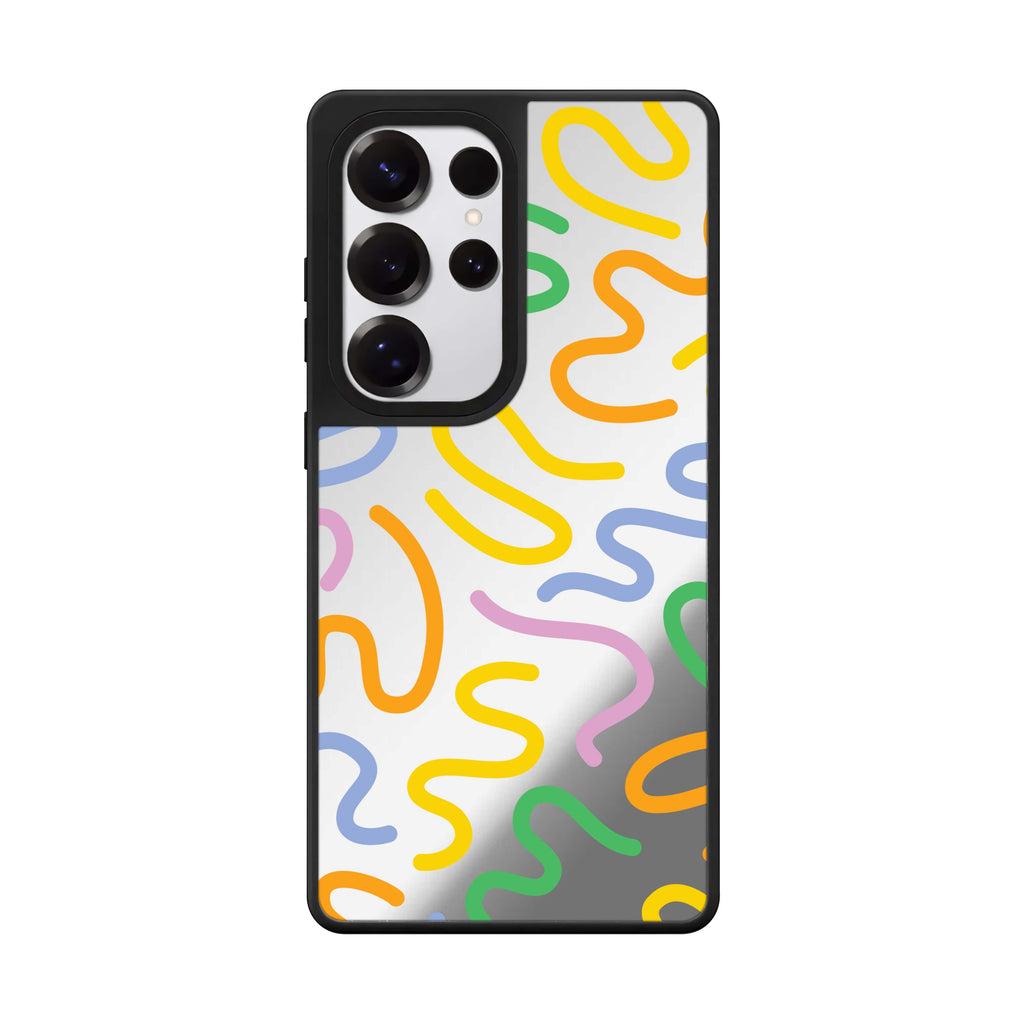 Abstract Doodles Samsung Galaxy S25 S24 S23 Ultra mirror case, front view