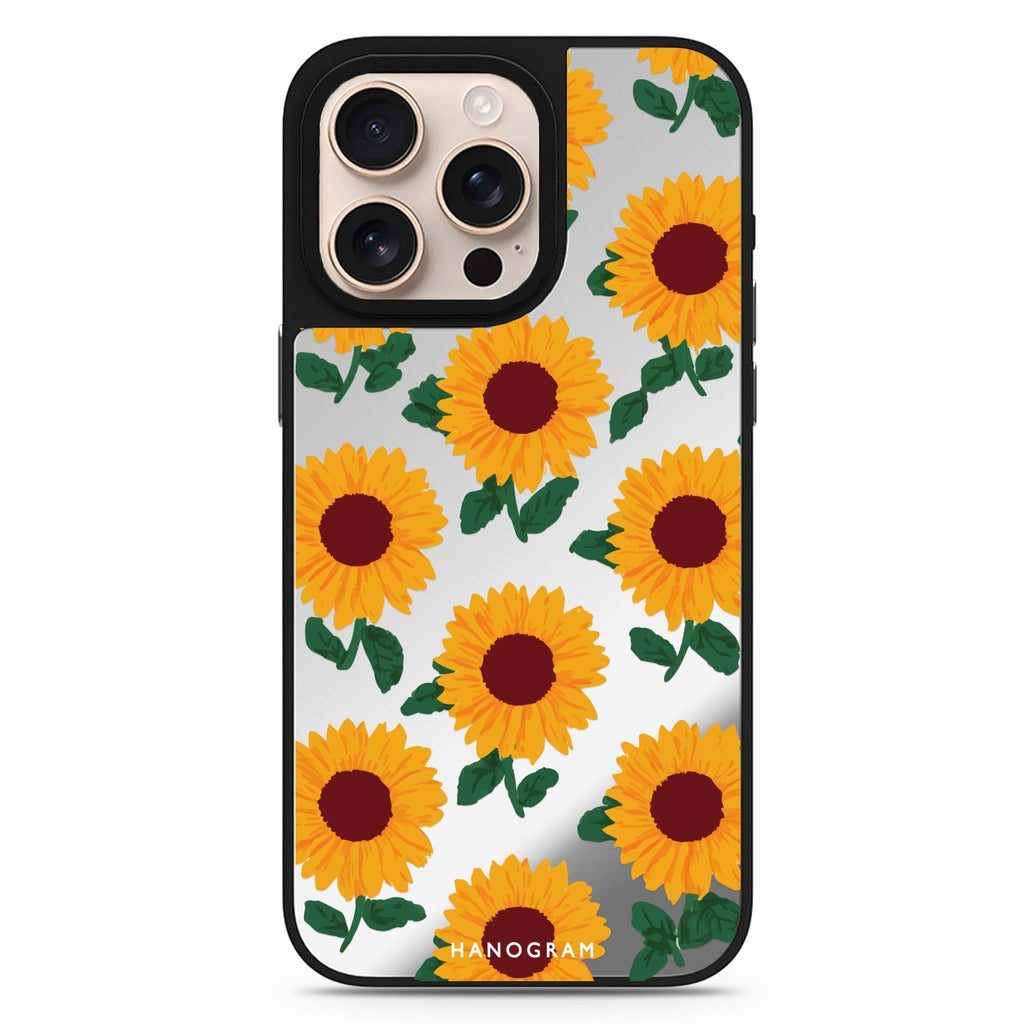 Golden Sunflowers floral design iPhone 16/15/14 Pro Max & Pro mirror case