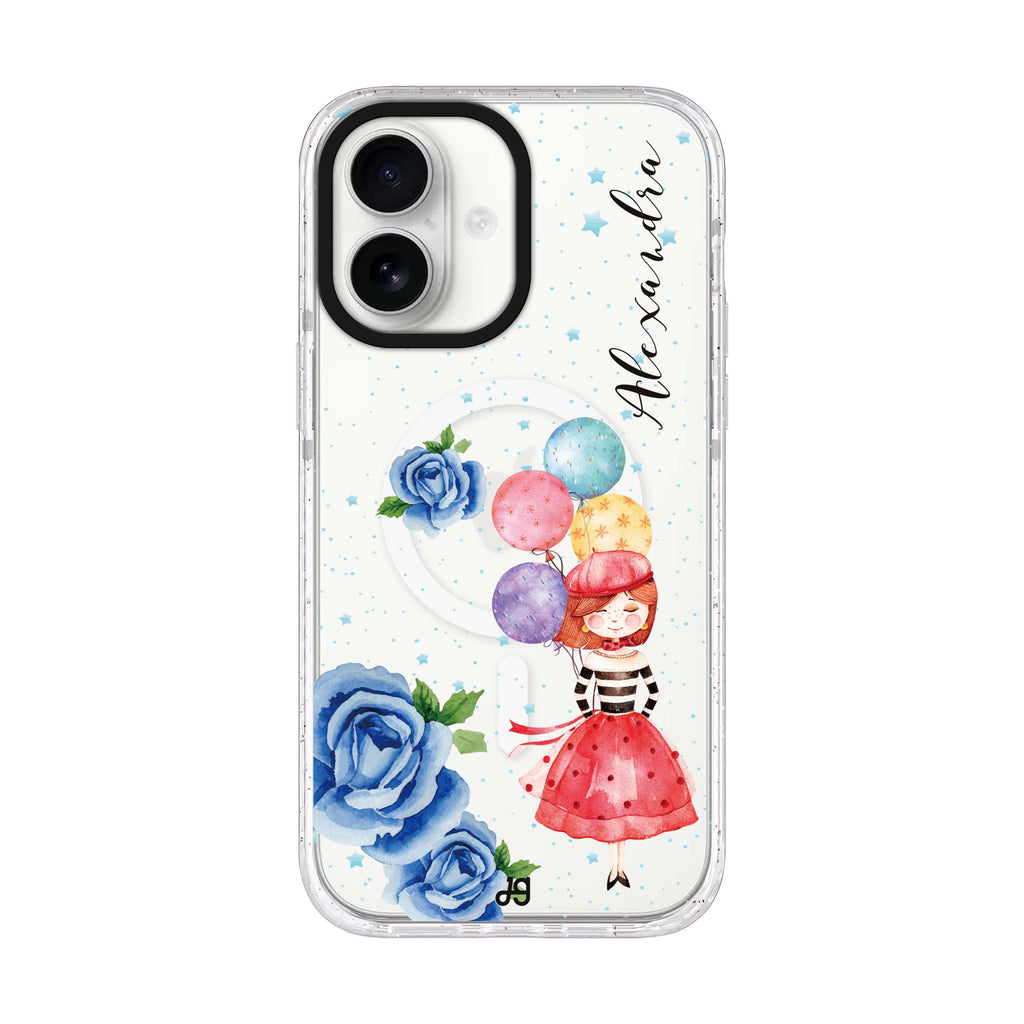 Thumbeina personalized name iPhone 17 ultra clear MagSafe case, front product view