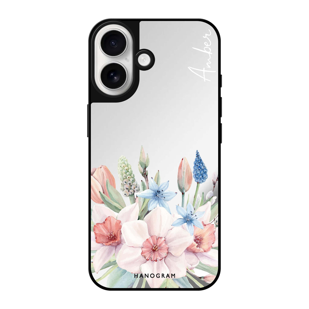 Reflective iPhone 16 Mirror Case –My Glamour Floral Design