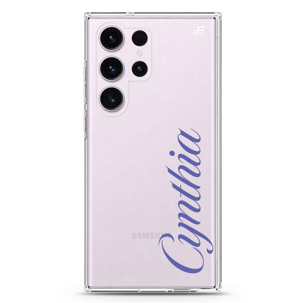 SleekSignature personalized name Samsung Galaxy S26/S25/S24/S23/S22 Ultra ultra clear case, transparent design, main view