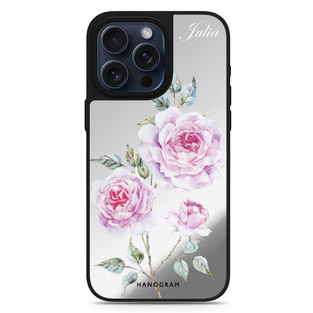 Simple Floral personalized name MagSafe mirror case for iPhone 16/15/14 Pro Max and Pro, main view