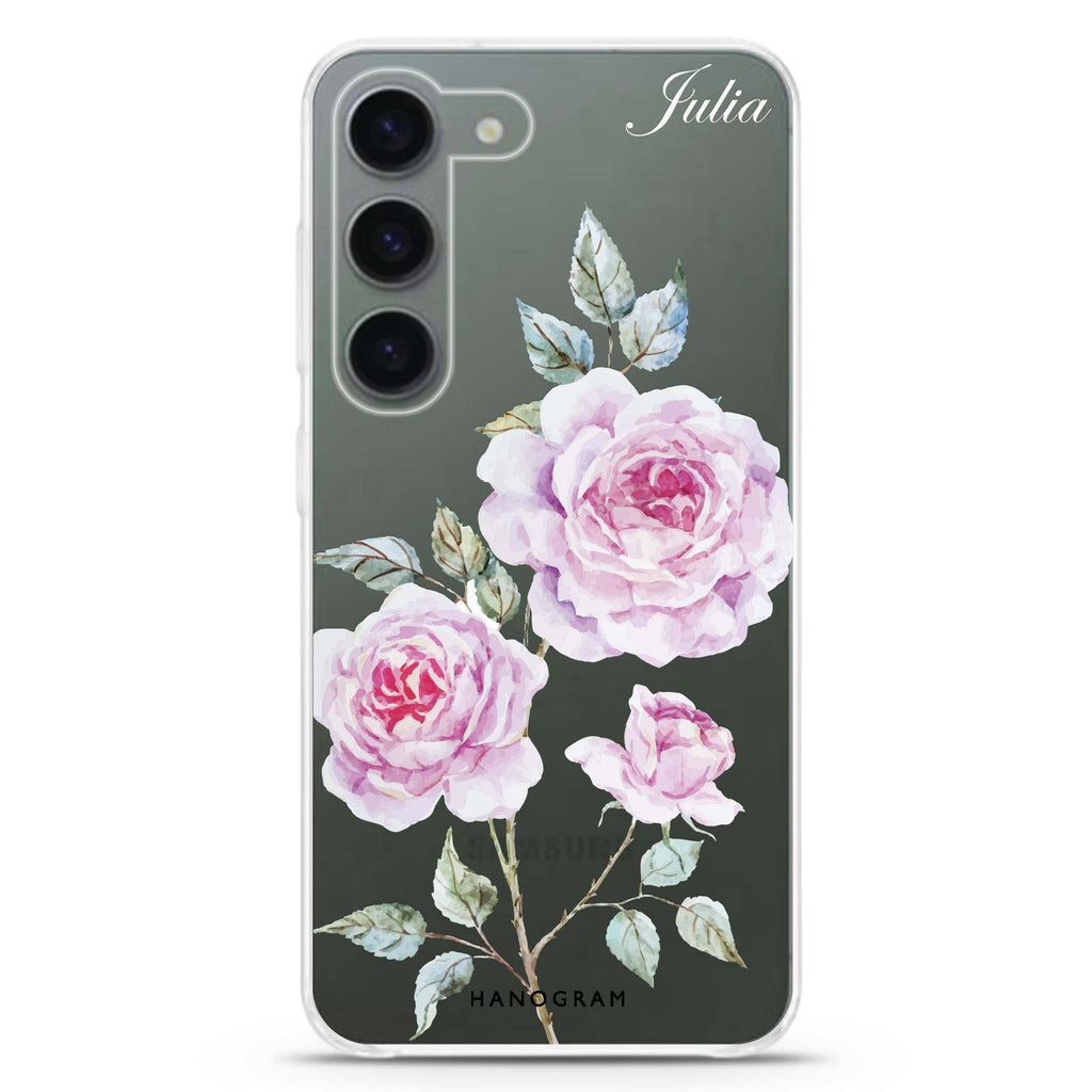 Simple Floral personalized ultra-clear case for Samsung Galaxy S23/S22, front view