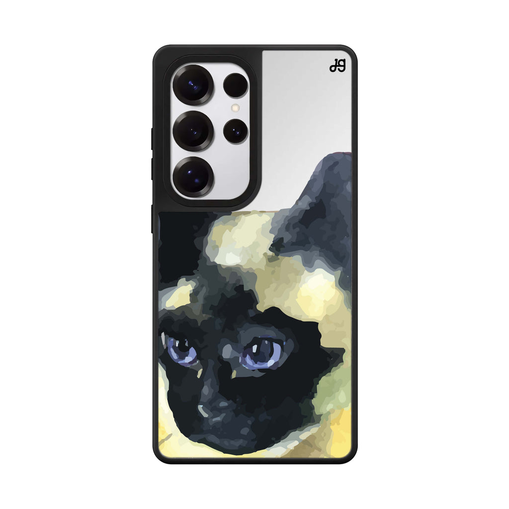 Watercolour Cat Samsung Galaxy S25 S24 S23 Ultra mirror case, front view