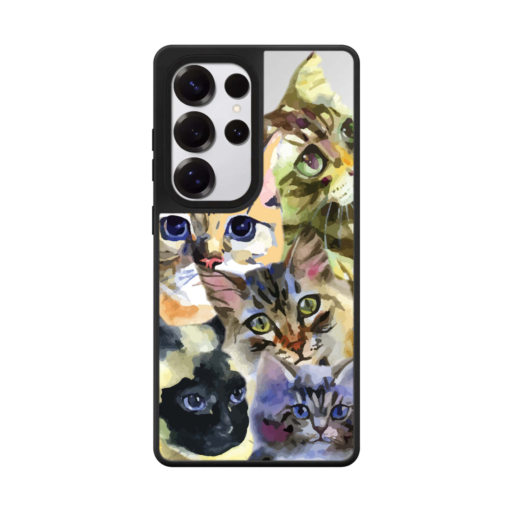 Watercolour Cat Samsung Galaxy S25 S24 S23 Ultra mirror case, front view