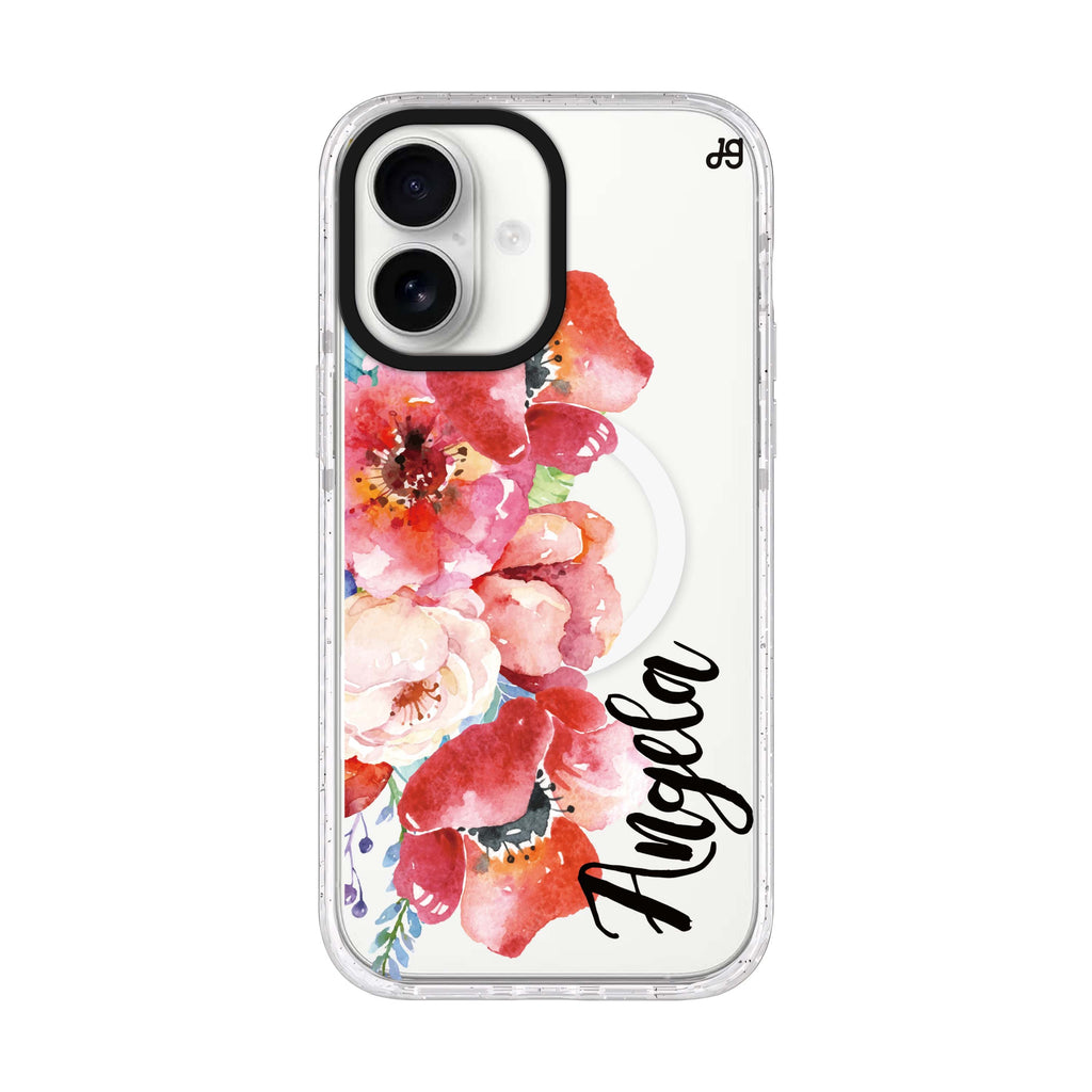 Poppies personalized name iPhone 17 ultra clear MagSafe case, front product view
