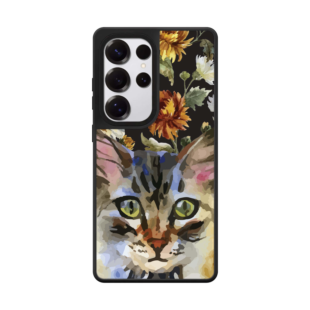 Watercolour Cat Samsung Galaxy S25 S24 S23 Ultra mirror case, front view