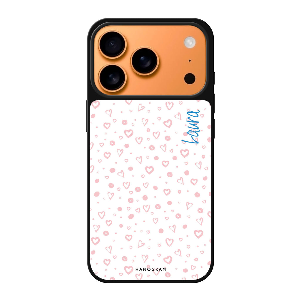 Pinky Hearts personalized name valentines heart romantic iPhone 17 Pro Max mirror case