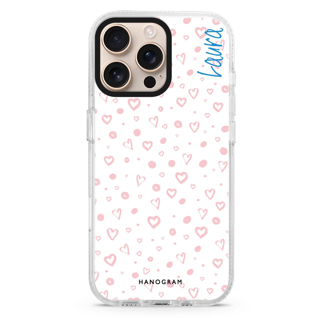 Pinky Hearts iPhone 16 Pro & 16 Pro Max Case - Personalized and Stylish Protection
