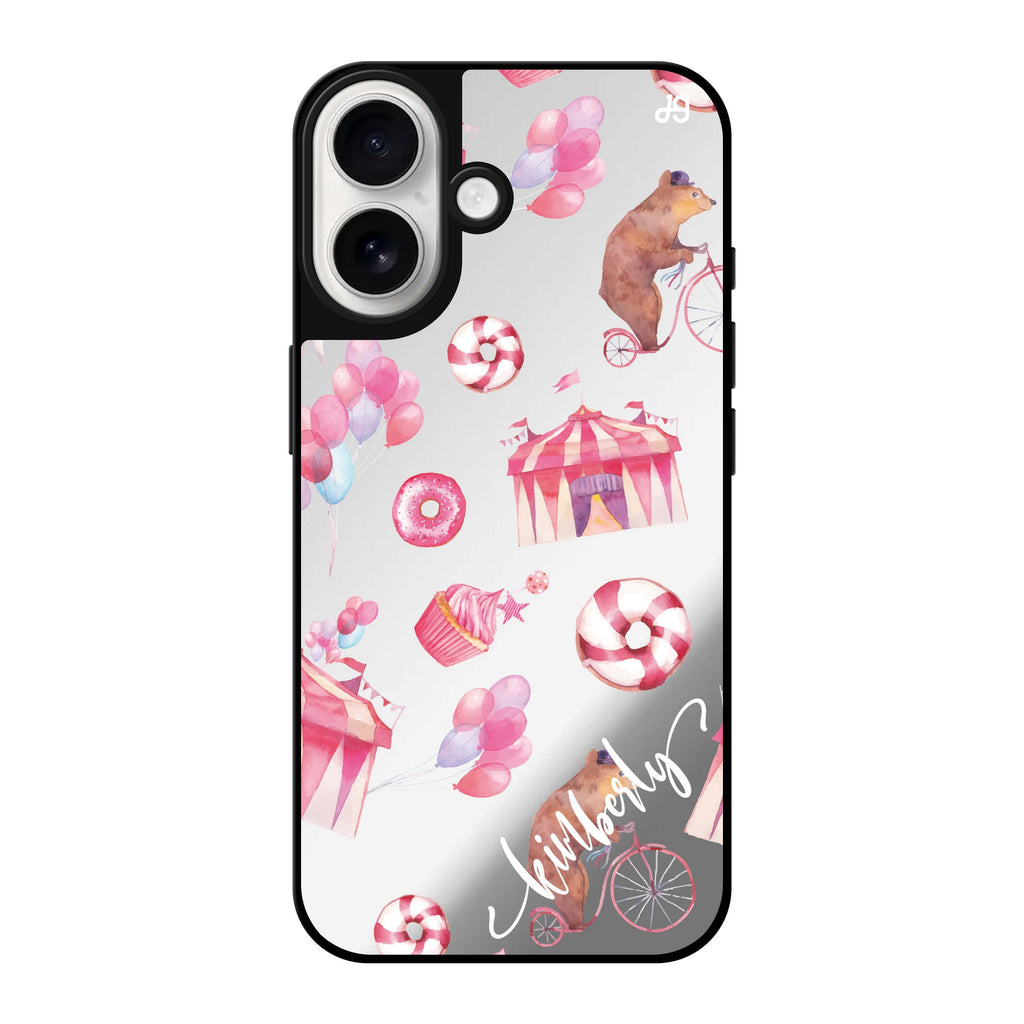 Reflective iPhone 16 Mirror Case –Red Circus Design