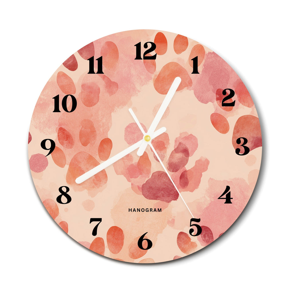 Blush Petal Wash premium glass wall clock, floral home decor clock, main view